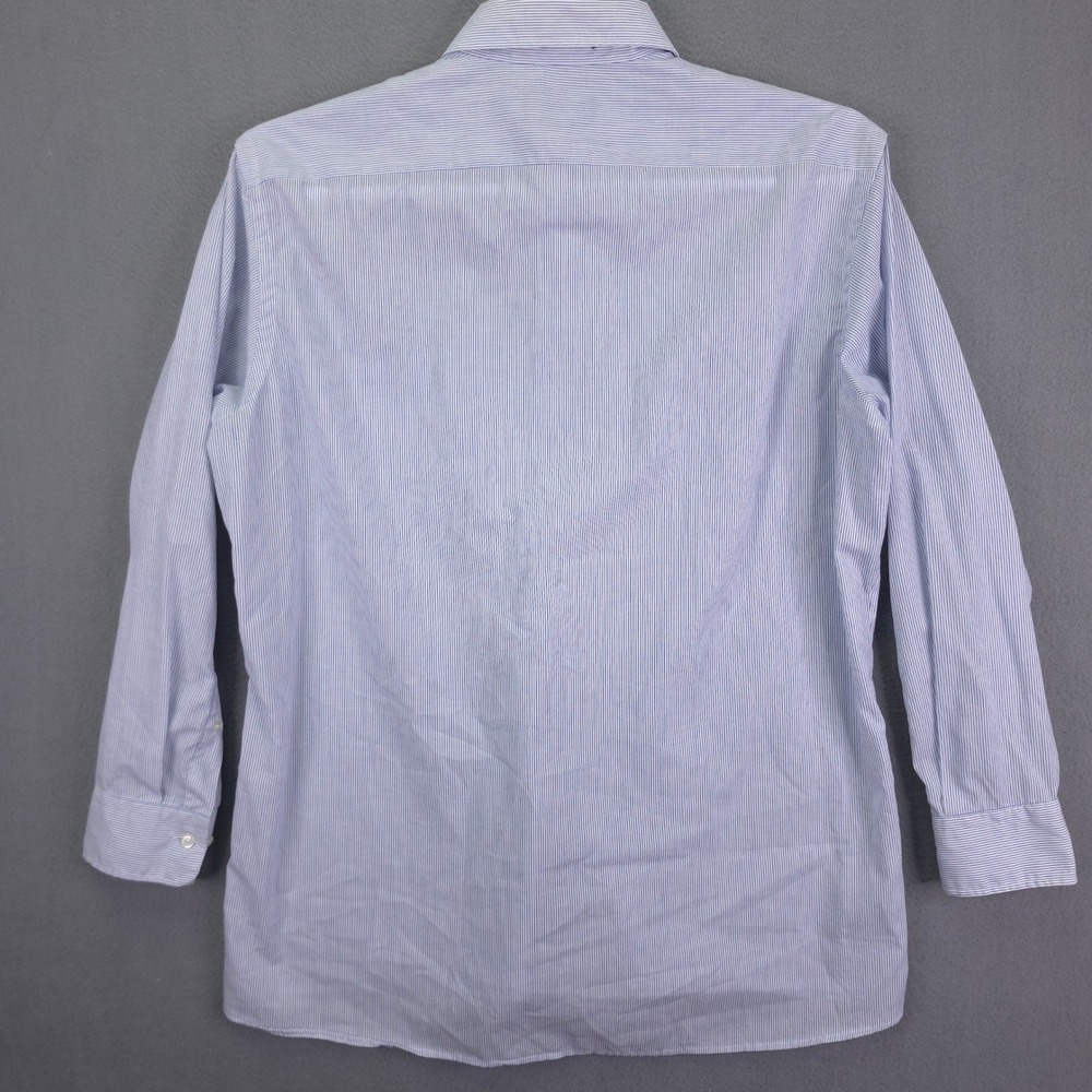 Vintage Christian Dior Monsieur Button Down Shirt Striped Blue 16.5 Cotton - Picture 8 of 9